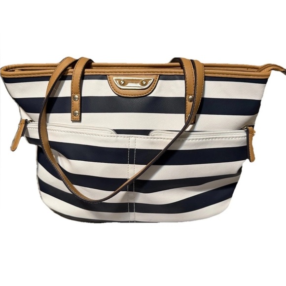 Striped white and blue Tote Bag - Picture 1 of 5